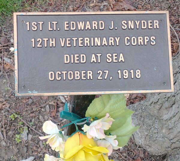 1ST LT. EDWARD J. SNYDER WAR MEMORIAL TREE PLAQUE