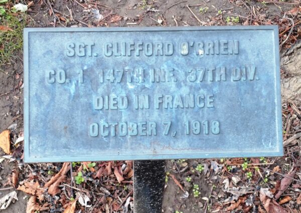 SGT. CLIFFORD O’BRIEN WAR MEMORIAL TREE PLAQUE