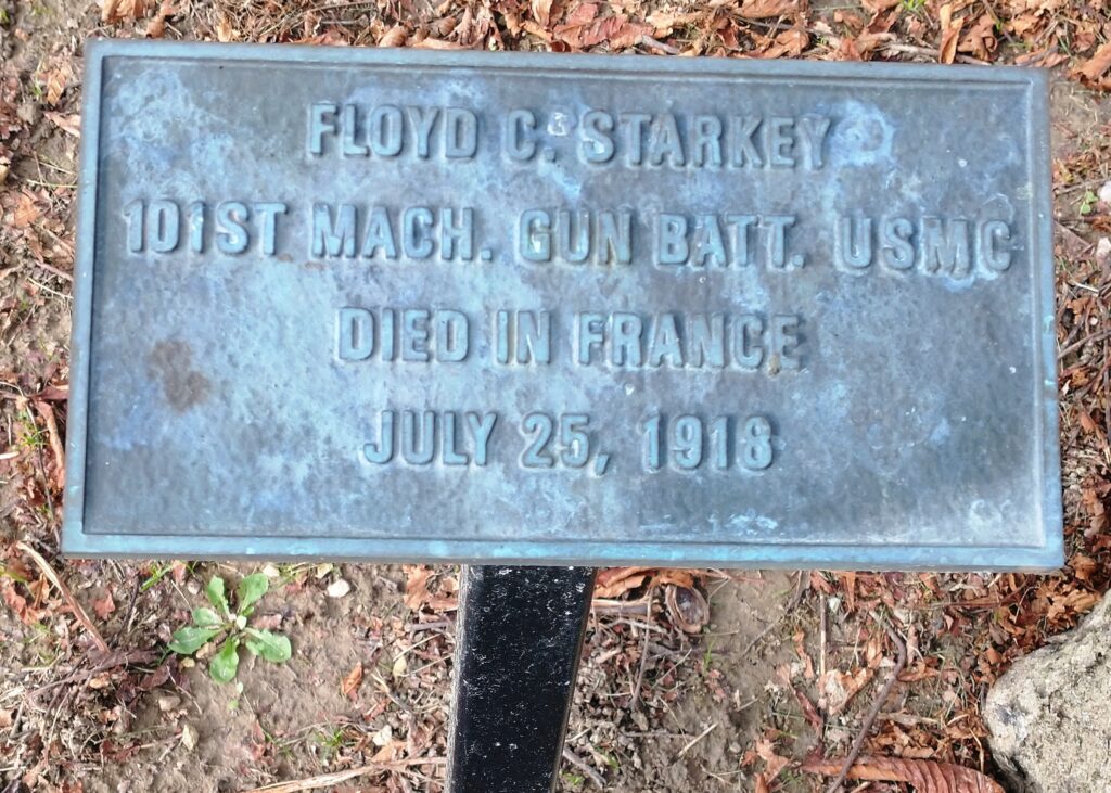 FLOYD C. STARKEY WAR MEMORIAL TREE PLAQUE