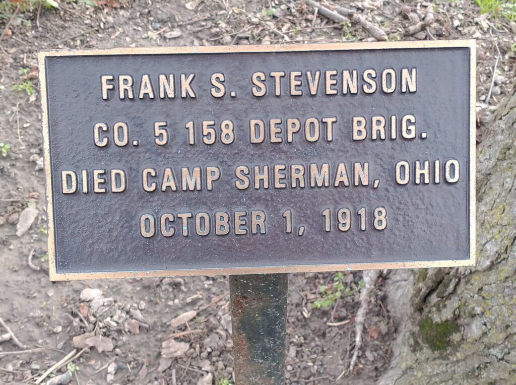 FRANK S. STEVENSON WAR MEMORIAL TREE PLAQUE