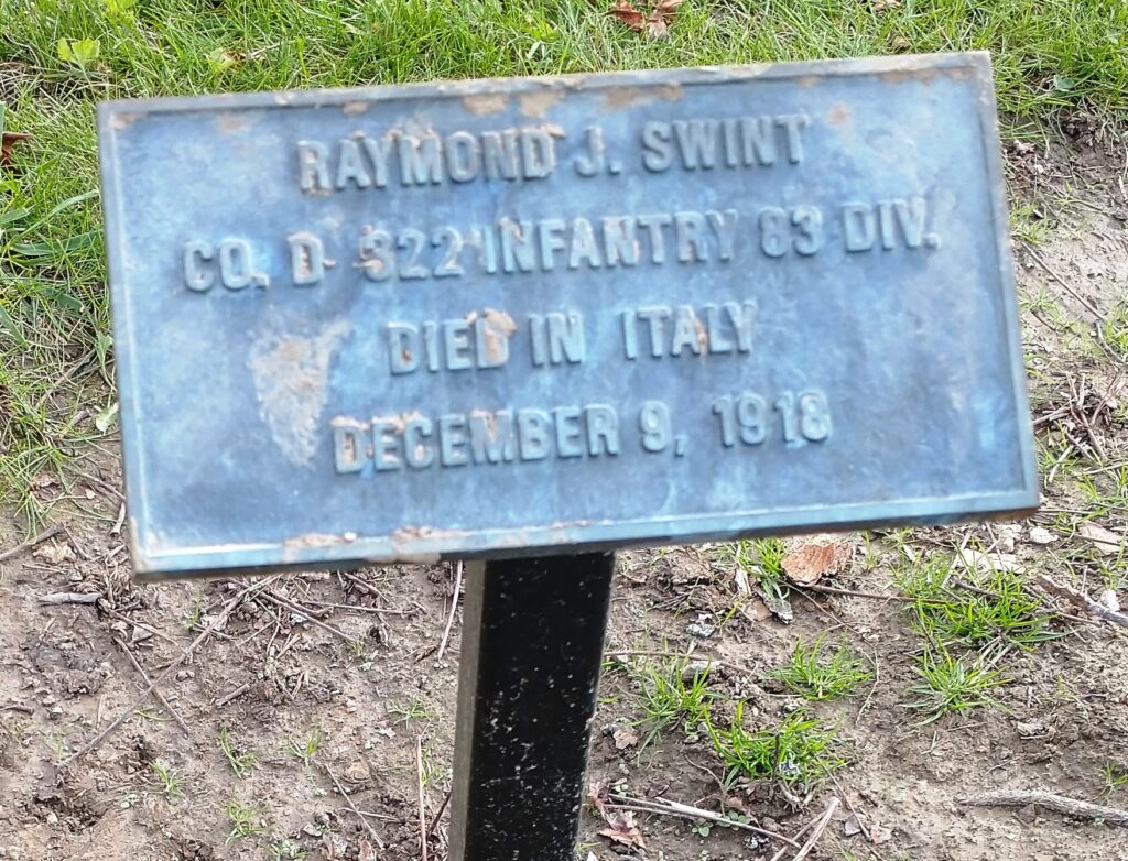 RAYMOND J. SWINT WAR MEMORIAL TREE PLAQUE