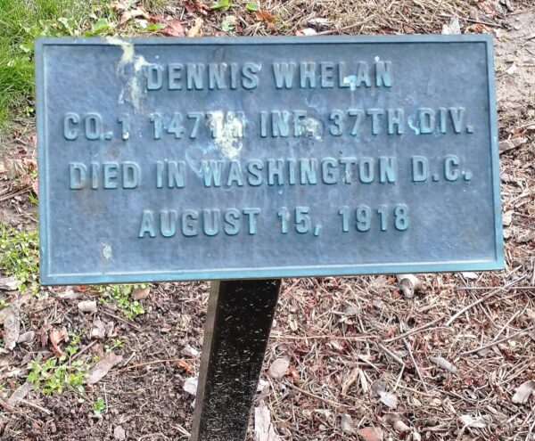 DENNIS WHELAN WAR MEMORIAL TREE PLAQUE