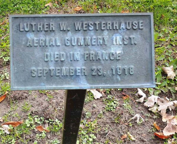 LUTHER W. WESTERHAUSE WAR MEMORIAL TREE PLAQUE