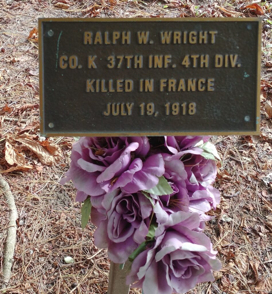 RALPH W. WRIGHT WAR MEMORIAL TREE PLAQUE