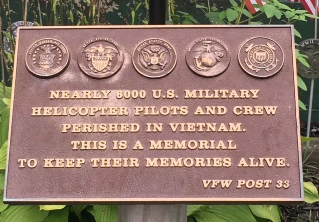 VIETNAM HELICOPTER PILOTS AND CREW WHO PERISHED MEMORIAL  PLAQUE