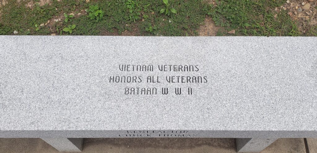 VIETNAM VETERANS HONORS ALL VETERANS MEMORIAL BENCH TOP