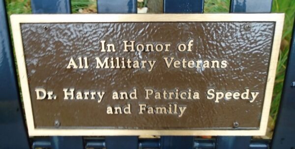 IN HONOR OF ALL MILITARY VETERANS MEMORIAL BENCH PLAQUE