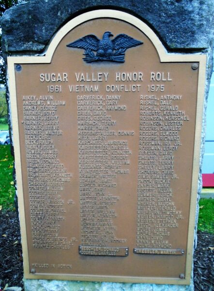 SUGAR VALLEY HONOR ROLL VIETNAM CONFLICT MEMORIAL PLAQUE