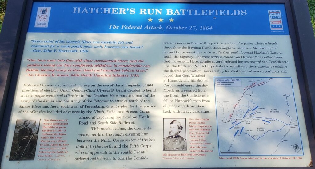 HATCHER’S RUN BATTLEFIELDS WAR MEMORIAL PANEL