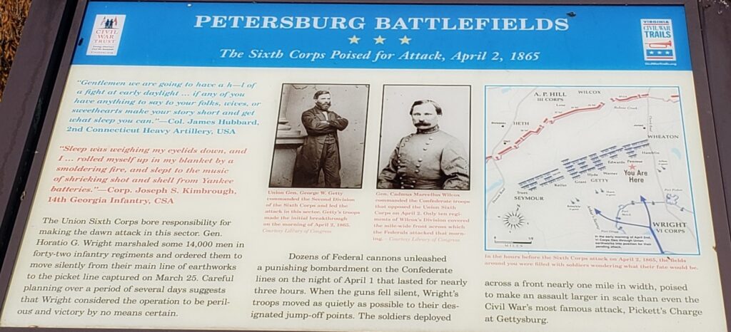 PETERSBURG BATTLE THE SIXTH CORPS POISED FOR ATTACK MEMORIAL PANEL