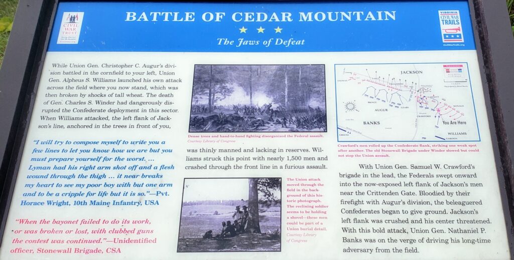 BATTLE OF CEDAR MOUNTAIN THE JAWS OF DEFEAT MEMORIAL PANEL
