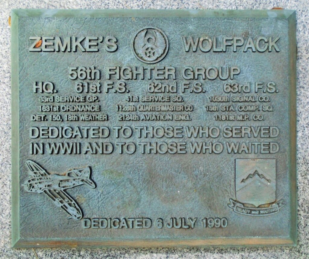 56TH FIGHTER GROUP WAR MEMORIAL PLAQUE