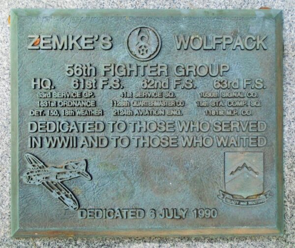 56TH FIGHTER GROUP WAR MEMORIAL PLAQUE