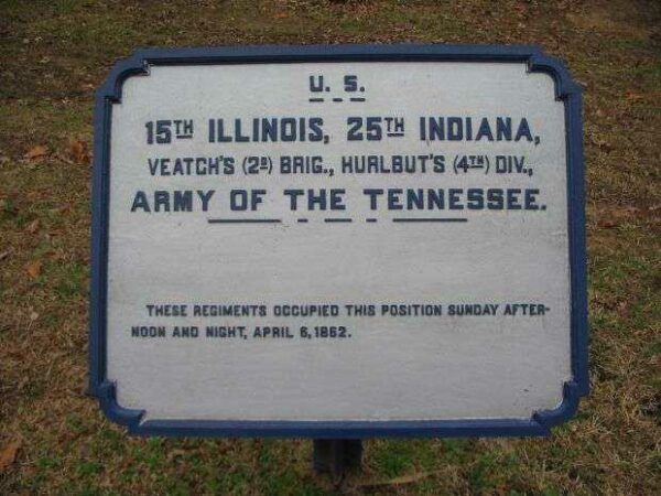 U.S. 15TH ILLINOIS, 25TH INDIANA MEMORIAL PLAQUE