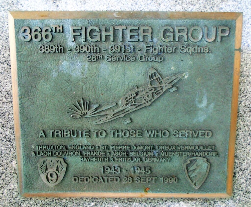 366TH FIGHTER GROUP WAR MEMORIAL PLAQUE DAYTON