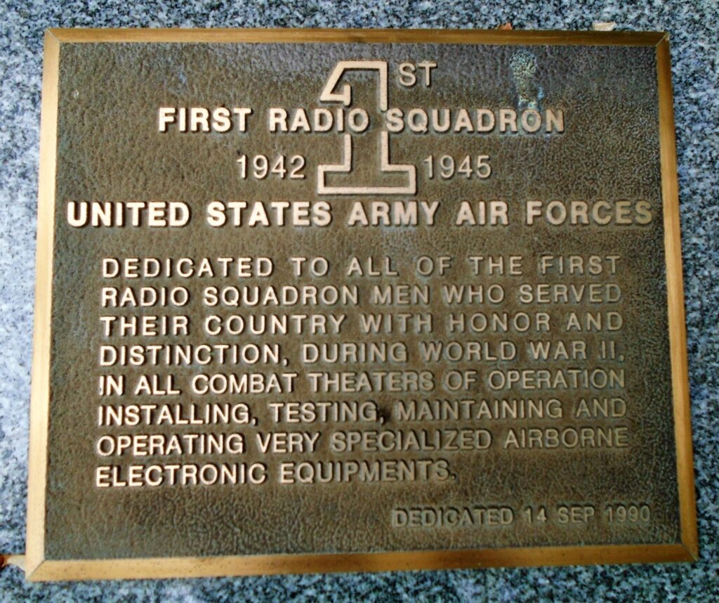 FIRST RADIO SQUADRON WAR MEMORIAL PLAQUE