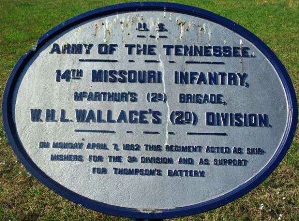 U.S. 14TH MISSOURI INFANTRY MEMORIAL PLAQUE