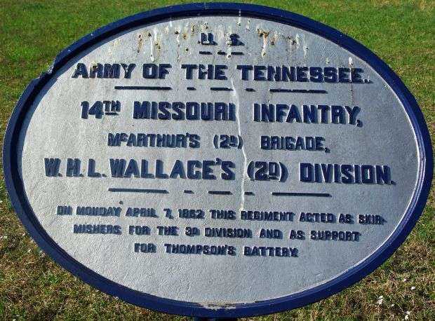 U.S. 14TH MISSOURI INFANTRY MEMORIAL PLAQUE
