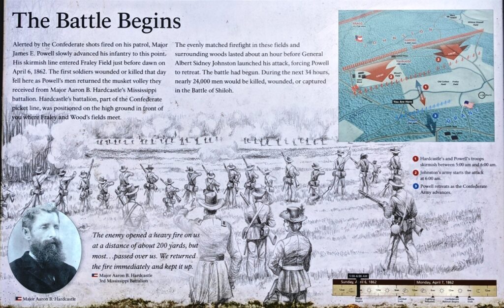 THE BATTLE BEGINS WAR MEMORIAL PANEL SHILOH