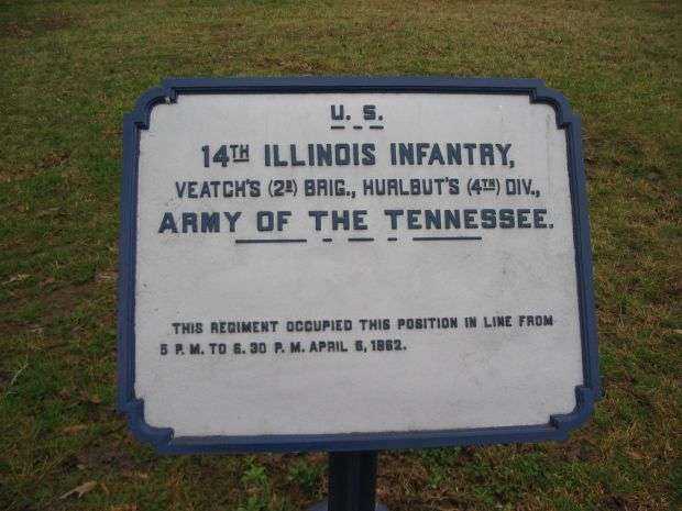 U.S. 14TH ILLINOIS INFANTRY MEMORIAL PLAQUE