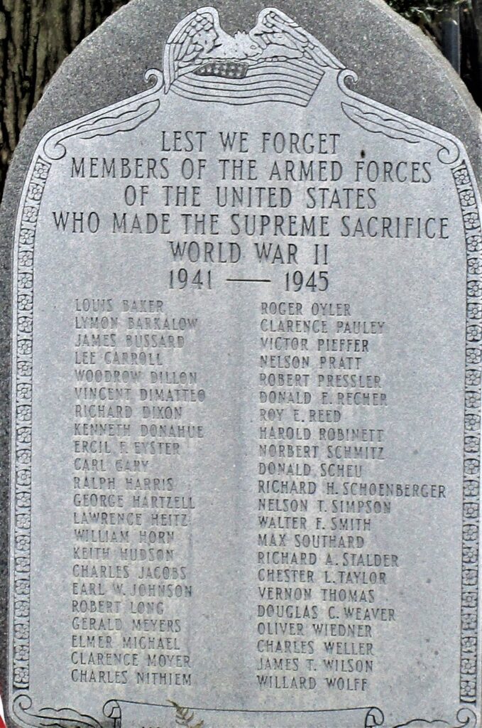 MIAMISBURG POST 165 WORLD WAR II SUPRECE SACRIFICE MEMORIAL CLOSE-UP