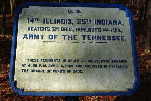 U.S. 14TH ILLINOIS, 25TH INDIANA MEMORIAL PLAQUE