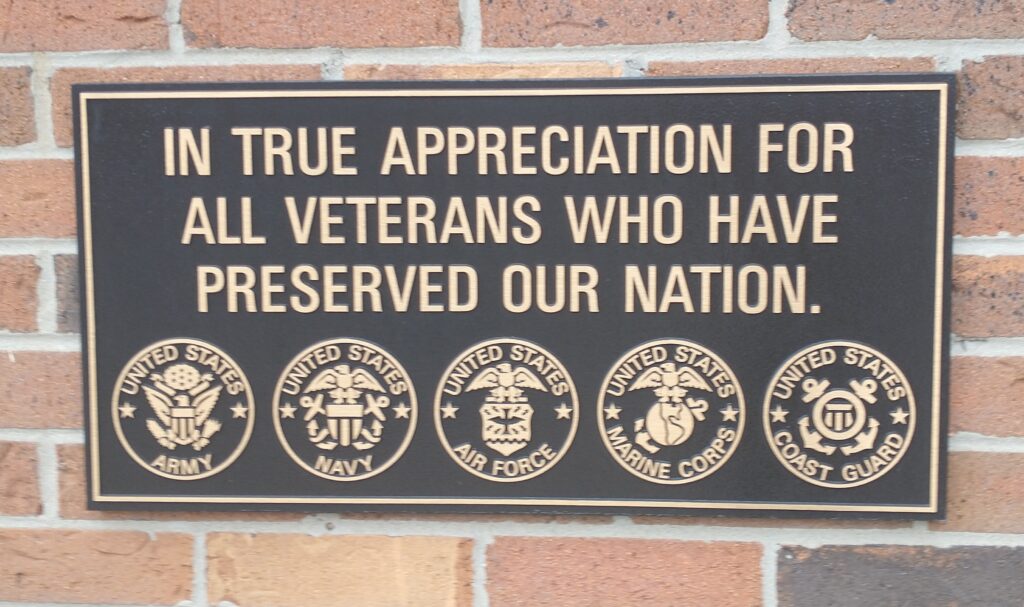 GRISIER FUNERAL HOME ALL VETERANS MEMORIAL PLAQUE