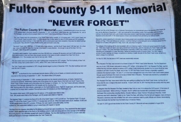FULTON COUNTY 9-11 MEMORIAL PLAQUE A