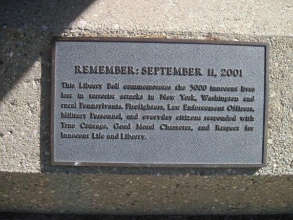 REMEMBER: SEPTEMBER 11, 2001 MEMORIAL BELL PLAQUE