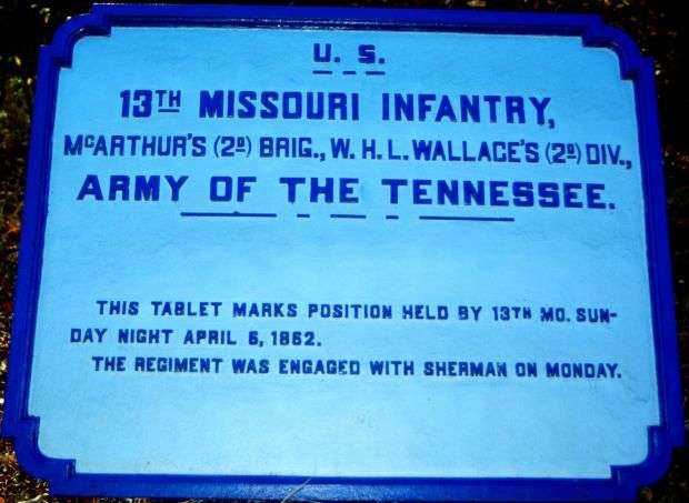 U.S. 13TH MISSOURI INFANTRY MEMORIAL PLAQUE