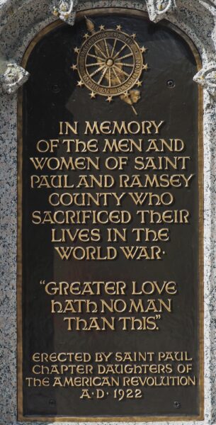 SAINT PAUL AND RAMSEY COUNTY WORLD WAR MEMORIAL PLAQUE A