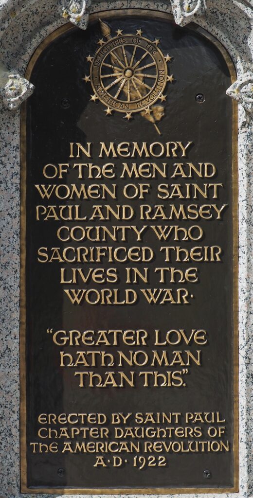 SAINT PAUL AND RAMSEY COUNTY WORLD WAR MEMORIAL PLAQUE A