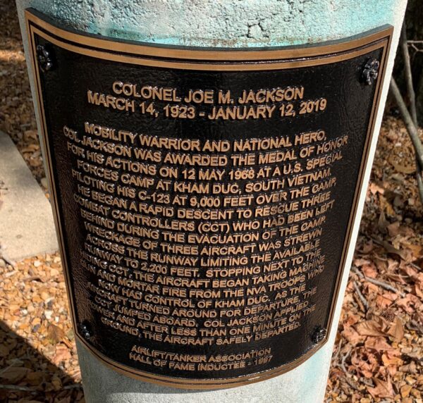 COLONEL JOE M. JACKSON MEDAL OF HONOR WAR MEMORIAL PLAQUE