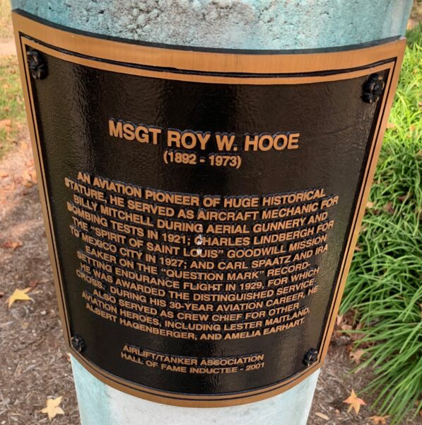 MSGT ROY W. HOOE MEMORIAL PLAQUE