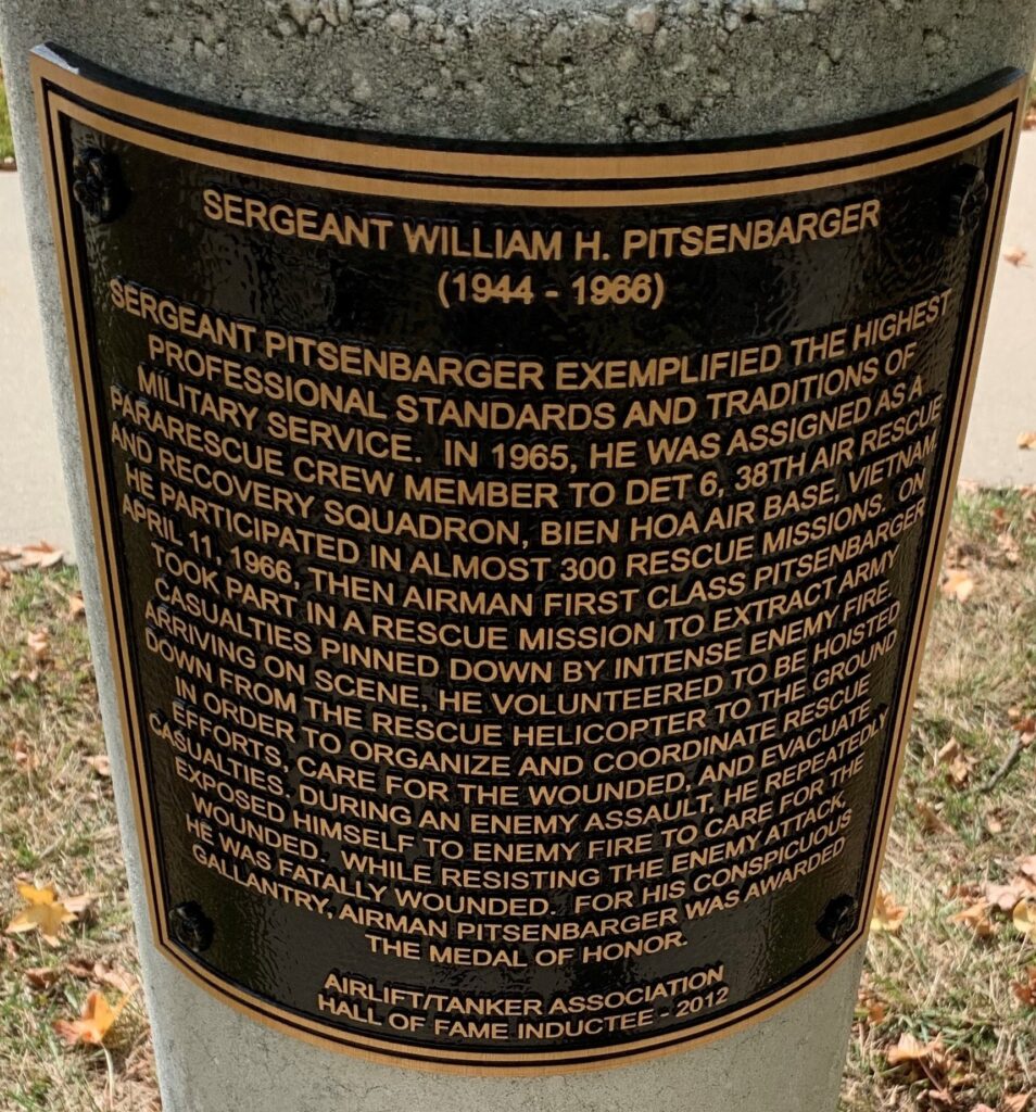 SERGEANT WILLIAM H. PITSENBARGER MEDAL OF HONOR WAR MEMORIAL PLAQUE