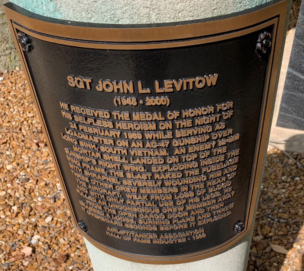 SGT JOHN L. LEVITOW MEDAL OF HONOR WAR MEMORIAL PLAQUE