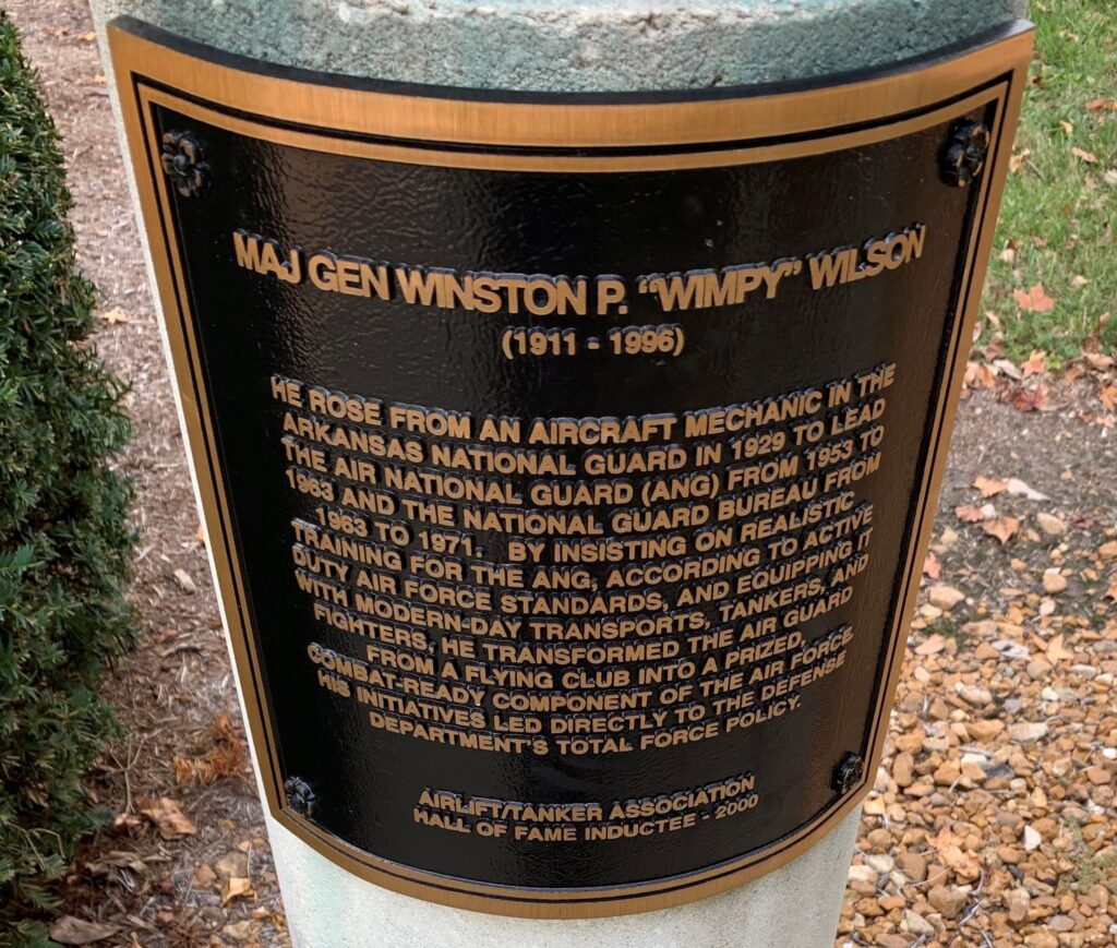 MAJ GEN WINSTON P. “WIMPY” WILSON MEMORIAL PLAQUE