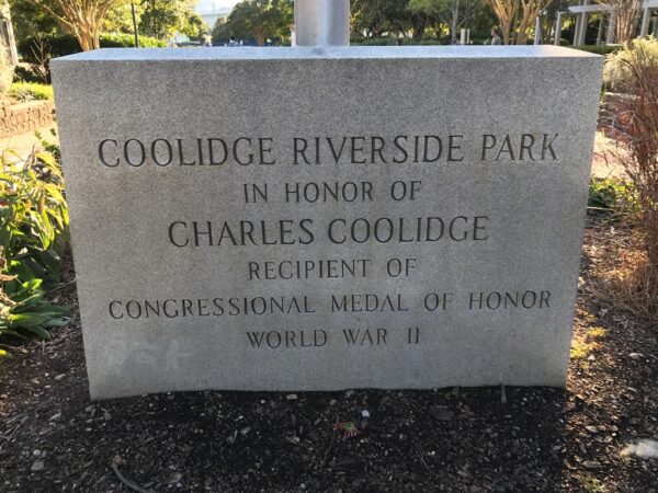 COOLIDGE RIVERSIDE PARK MEMORIAL ENTRANCE STONE