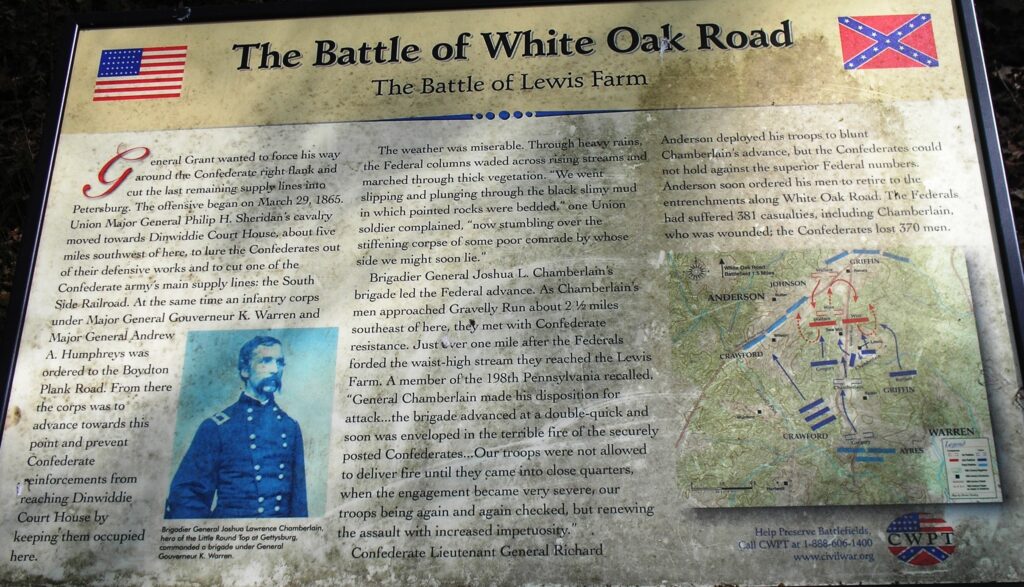 THE BATTLE OF WHITE OAK ROAD THE BATTLE OF LEWIS FARM MEMORIAL PANEL