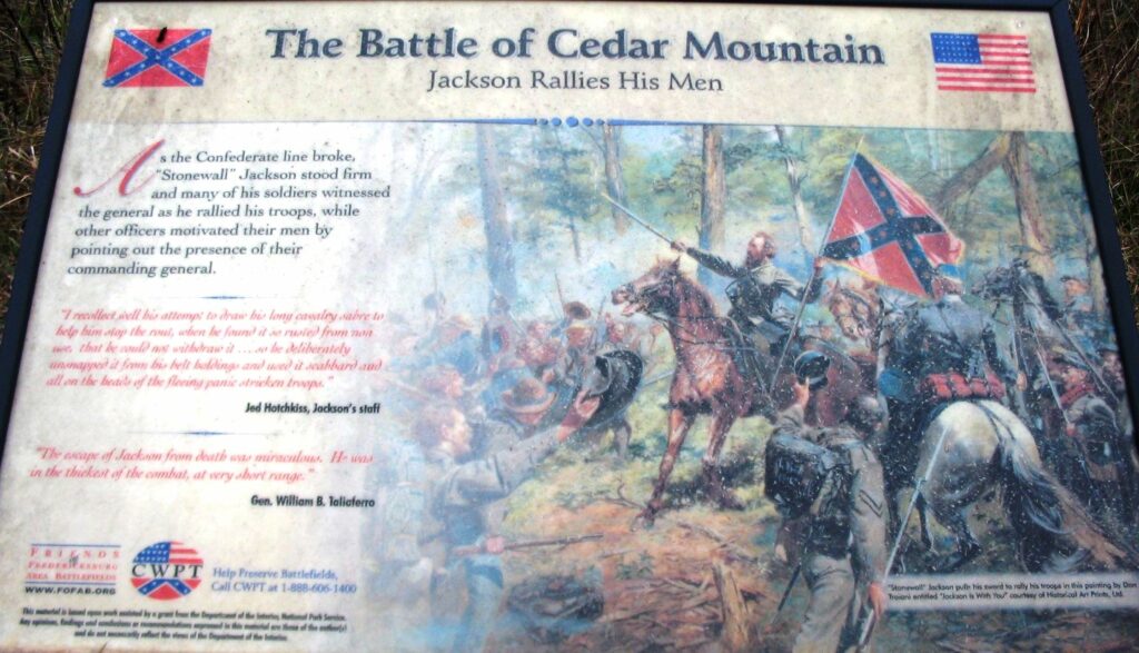 THE BATTLE OF CEDAR MOUNTAIN JACKSON RALLIES HIS MEN MEMORIAL PANEL