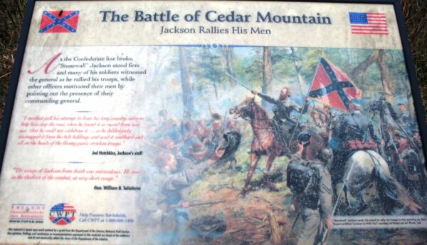 THE BATTLE OF CEDAR MOUNTAIN JACKSON RALLIES HIS MEN MEMORIAL PANEL