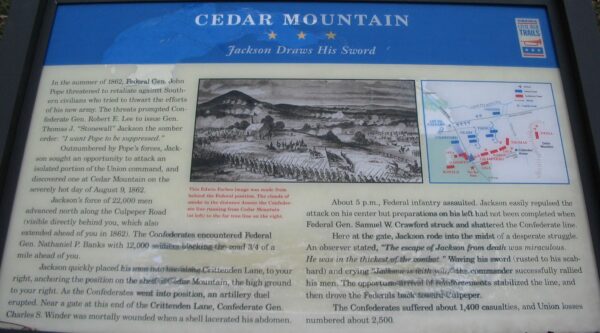 CEDAR MOUNTAIN WAR MEMORIAL PANEL