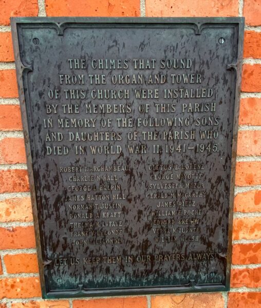 ST. VINCENT DE PAUL WORLD WAR II MEMORIAL PLAQUE