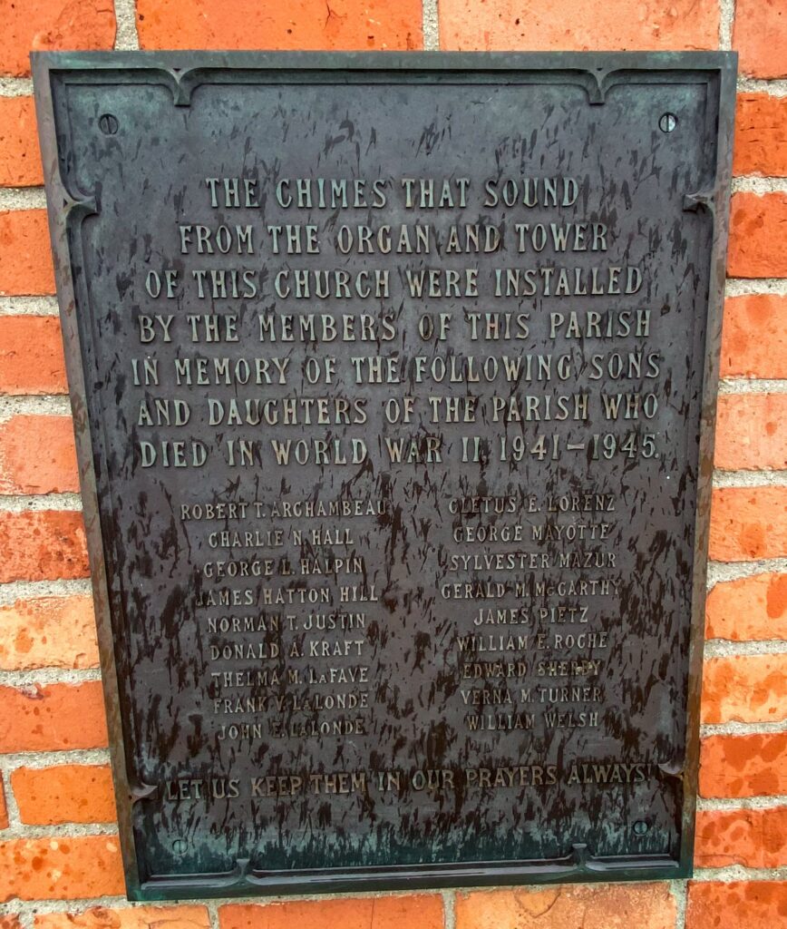 ST. VINCENT DE PAUL WORLD WAR II MEMORIAL PLAQUE