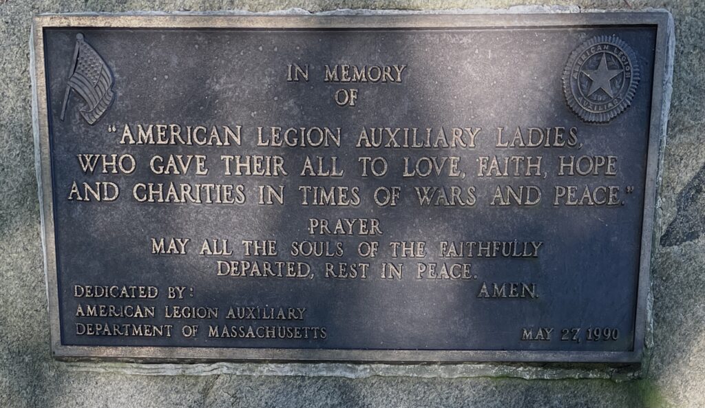 MASSACHUSETTS NATIONAL CEMETERY AMERICAN LEGION AUXILIARY MEMORIAL PLAQUE