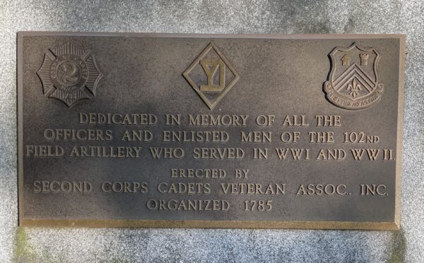 MASSACHUSETTS NATIONAL CEMETERY 102ND FIELD ARTILLERY VETERANS MEMORIAL PLAQUE