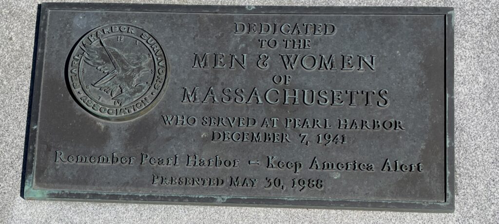 MASSACHUSETTS NATIONAL CEMETERY PEARL HARBOR MEMORIAL PLAQUE