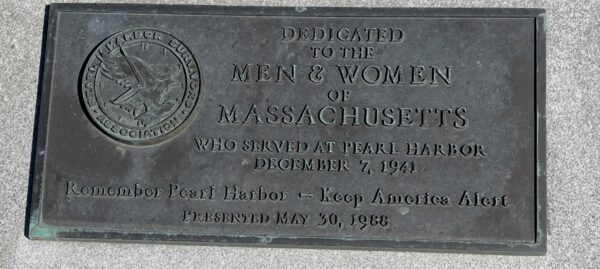 MASSACHUSETTS NATIONAL CEMETERY PEARL HARBOR MEMORIAL PLAQUE