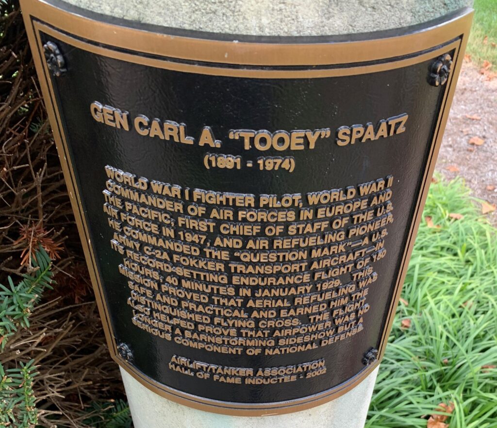 GEN CARL A. “TOOEY” SPATZ MEMORIAL PLAQUE
