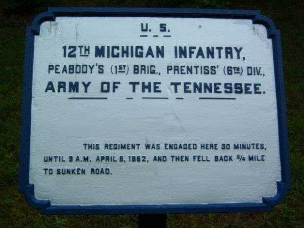 U.S. 12TH MICHIGAN INFANTRY MEMORIAL PLAQUE II